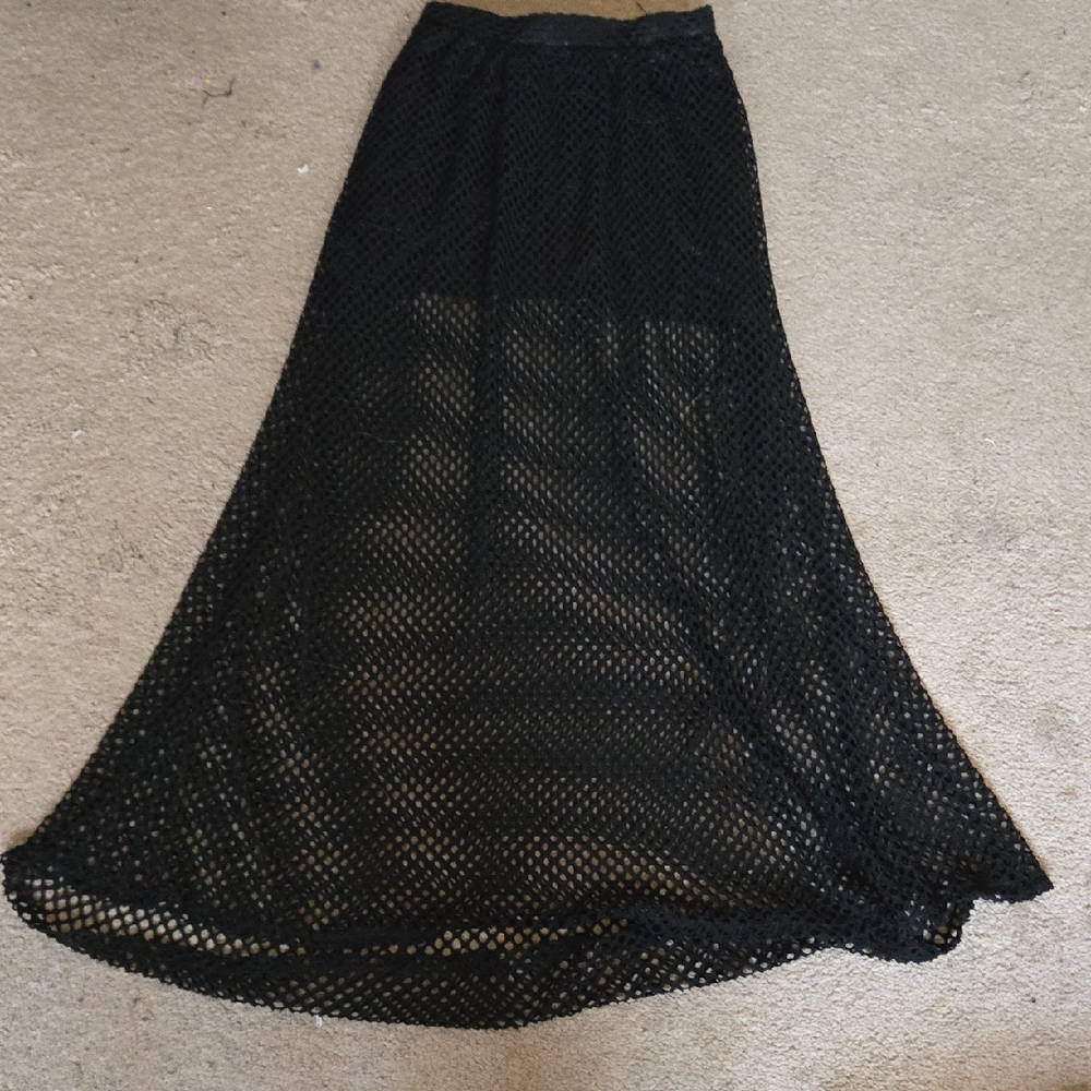 Hot Topic Black High-Low Mesh Skirt